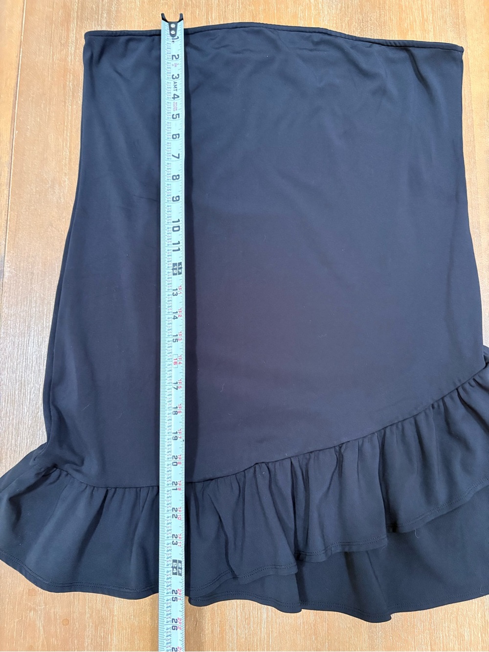 Divided Strapless Black Ruffle-Hem Mini Dress - Picture 9 of 10